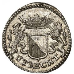 1 Duit Arms with vertical bars, silver piedfort