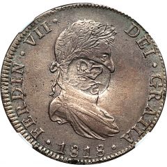 6 Shillings 1 Penny - George III FERDIN VII DEI GRATIA, oval ident, countermarked