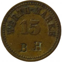 15 Pfennig Werth-Marke, Countermarked 'BH'