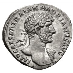 Denarius - Hadrian P M TR P COS III SALVS AVG, Salus