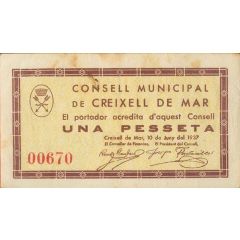 1 Peseta Creixell de Mar