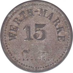15 Pfennig Werth-Marke, Countermarked `CH`