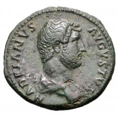 Dupondius or As - Hadrian CLEMENTIA AVG P P COS III S C, Clementia