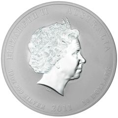 10 Dollars - Elizabeth II 4th Portrait - Year of the Rabbit - Silver Bullion Coin