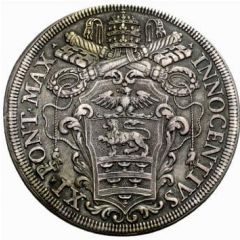 1 Piastra - Innocenzo XI ERIT LIGATVM ET IN CÆLIS - St. Peter - Keys above Papal arms