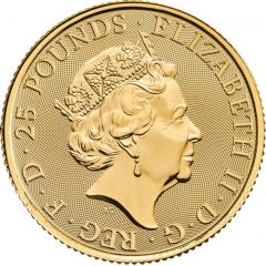 25 Pounds - Elizabeth II Black Bull of Clarence, 1/4 oz Fine Gold