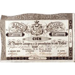 100 Reales de Vellón Banco de Zaragoza