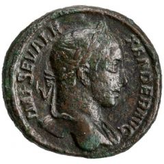 As - Severus Alexander P M TR P VIIII COS III P P S C, Victory and Virtus