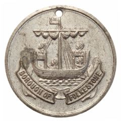 Award Folkestone Attendance Medal; white metal