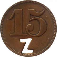 15 Pfennig Werth-Marke, with cutout `Z`