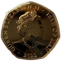 50 Pence - Elizabeth II Platinum Jubilee - God Save the Queen, Gold plated
