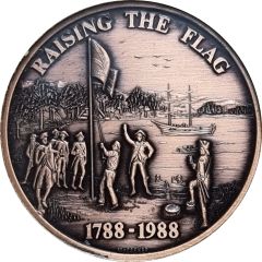 Medal - Raising the Flag Bicentenary 1788 - 1988, Copper Antiqued