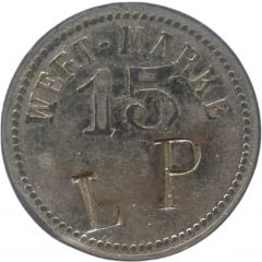 15 Pfennig Wert-Marke, Countermarked `LP`