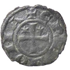 Denaro cremonese in the name of Frederick II; Stars