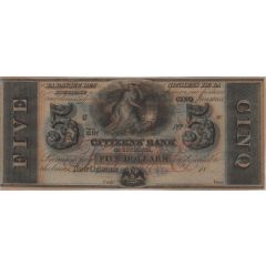 5 Dollars Citizens` Bank of Louisiana, New Orleans, Bilingual