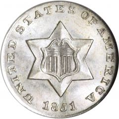 3 Cents type 1 - no lines bordering star