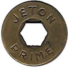 Jeton Prime with hexagonal hole, inscribed one side