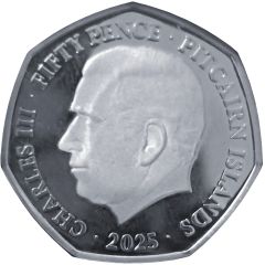 50 Pence - Charles III Allied nation flags; Silver