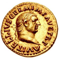 Aureus - Vitellius PONT MAXIM, Vesta