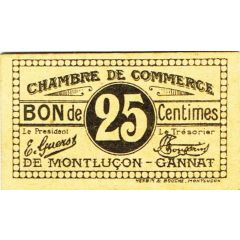 25 centimes - Chambre de Commerce de Montluçon - Gannat 03