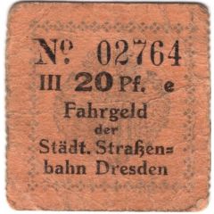 20 Pfennig Städtische Straßenbahn