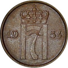 5 Øre - Haakon VII Copper plated iron pattern strike