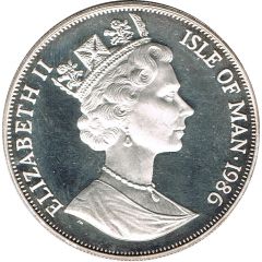 1 Crown - Elizabeth II World Cup Mexico - 2 Players on Football, Silver Issue