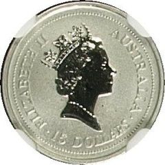 15 Dollars - Elizabeth II 3rd Portrait - Koala - Platinum