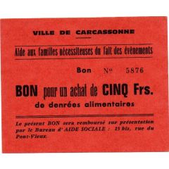 Billet de nécessité 5 Francs Carcassonne