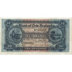 10 Shillings Bank of New Zealand, With numerals in upper corners