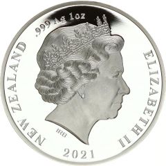 1 Dollar - Elizabeth II 4th portrait, Kiwi, Coloured
