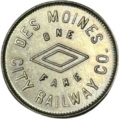 1 Fare - Des Moines Railway Co. Des Moines, Iowa