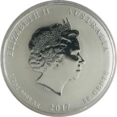 50 Cents - Elizabeth II 4th Portrait - Year of the Rooster - Coloured
