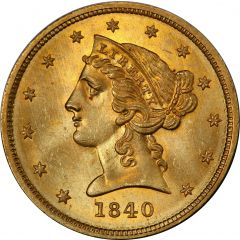 5 Dollars Coronet Head - No motto