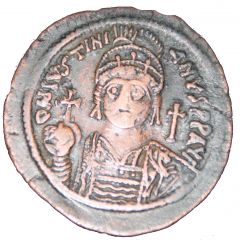 40 Nummi - Justinian I Cyzicus, bust facing, dated reverse