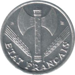 50 Centimes Vichy French State, light type
