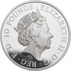 10 Pounds - Elizabeth II 5th portrait, 5 oz Fine Silver