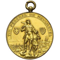 Federal shooting of Neuchâtel gold plated copper