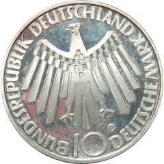 10 Deutsche Mark Olympic Games in Munich, legend `IN DEUTSCHLAND`