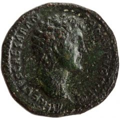 Sestertius - Marcus Aurelius TR POT VI COS II VIRTVS S C, Virtus