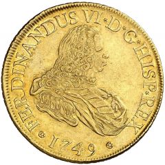 8 Escudos - Fernando VI Madrid,draped