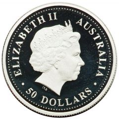 50 Dollars - Elizabeth II 4th Portrait - Sturt’s Desert Pea - Platinum Bullion Coin