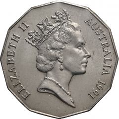 50 Cents - Elizabeth II 3rd Portrait - 25 Anniversary of Decimal Currency