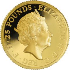 25 Pounds - Elizabeth II 5th portrait, 1/4 oz Fine Gold