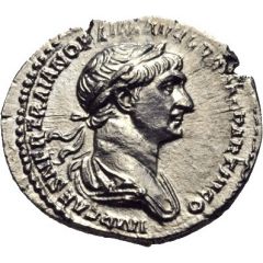 Denarius - Trajan P M TR P COS VI P P S P Q R, Mars