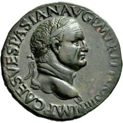 Sestertius - Vespasian, Titus, and Domitian T IMP AVG F COS II CAESAR DOMITIAN AVG F COS DESIG II S C