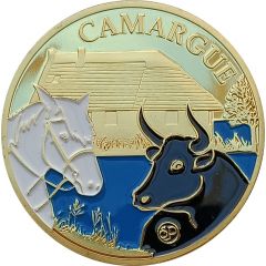 Jeton touristique - Souvenirs et Patrimoine - Emblème de la Camargue Cheval et taureau