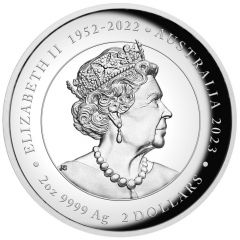 2 Dollars In the name of Elizabeth II, 6th Portrait - Dragon and Koi - Silver Bullion Coin