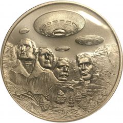 1 Ounce Silver - Intaglio Mint UFOs over Mount Rushmore