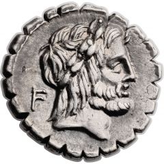 Denarius serratus Volteia: Lucius Volteius Strabo, L•VOL•L•F•STRAB